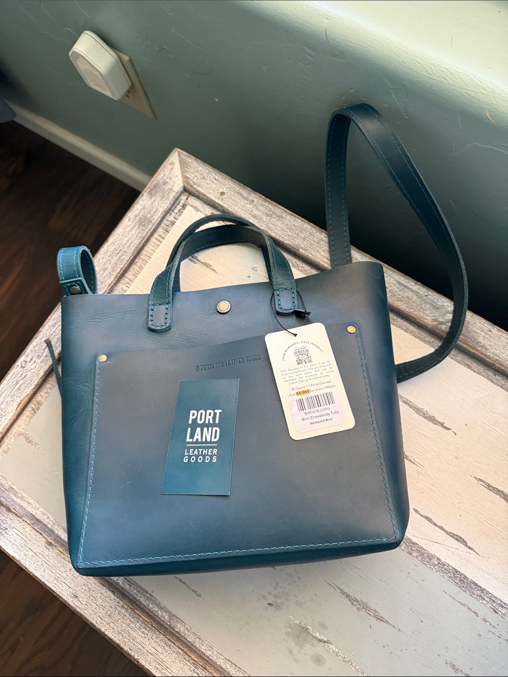 NWT Portland Leather Teal Mini Tote Crossbody